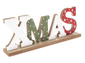 Vánoční dekorace Nápis XMAS, dřevěný