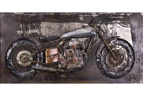 Kovový obraz na zeď Motorka veterán 60x40 cm, vintage