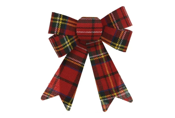 Vánoční dekorace Mašle 2 ks, červený tartan