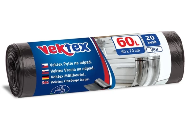 Pytle na odpadky Vektex 60 l, 20 ks, černé