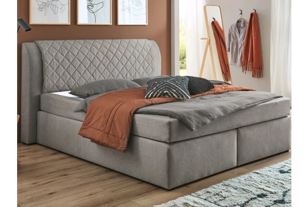 Postel boxspring Winnipeg 180x200 cm, šedá tkanina