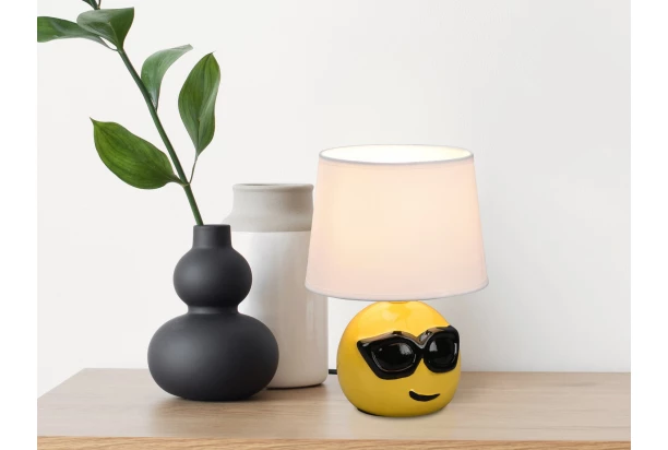 Stolní lampa Coolio 26 cm, smajlík s brýlemi