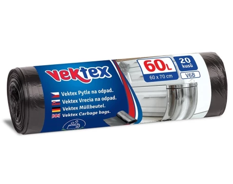 Pytle na odpadky Vektex 60 l, 20 ks, černé