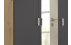 Šatní skříň se zrcadlem Bremen, 136 cm, dub artisan/tmavě šedá