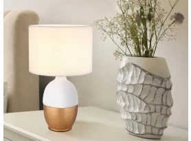 Stolní lampa Valentino, bílá/zlatá