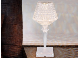 Stolní LED lampa Gixi 26 cm, imitace křišťálů