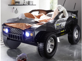 Dětská postel Jeep 90x200 cm, černé závodní auto