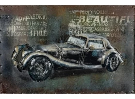 Kovový obraz na zeď Auto veterán 60x40 cm, vintage